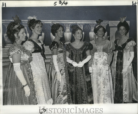 1977 Carnival Ball Ladies in waiting at Mystic Club Ball  - Historic Images