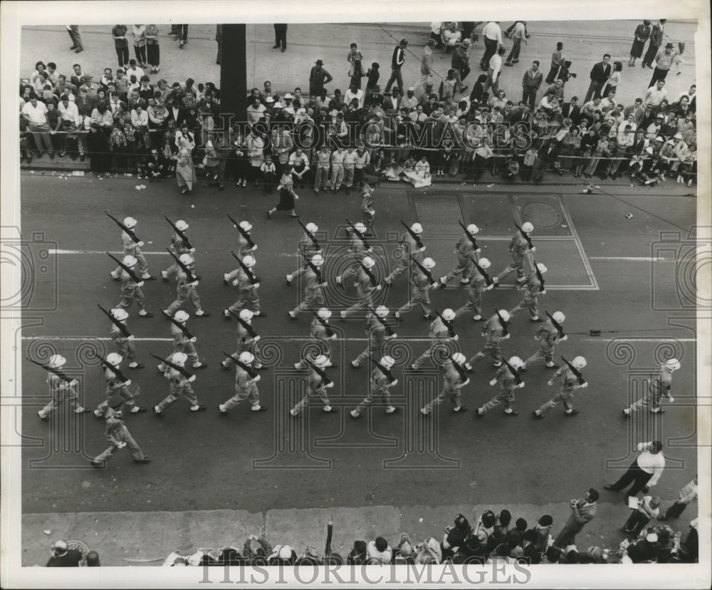 1955 Marching Military Group on Parade at Mardi Gras in New Orleans - Historic Images