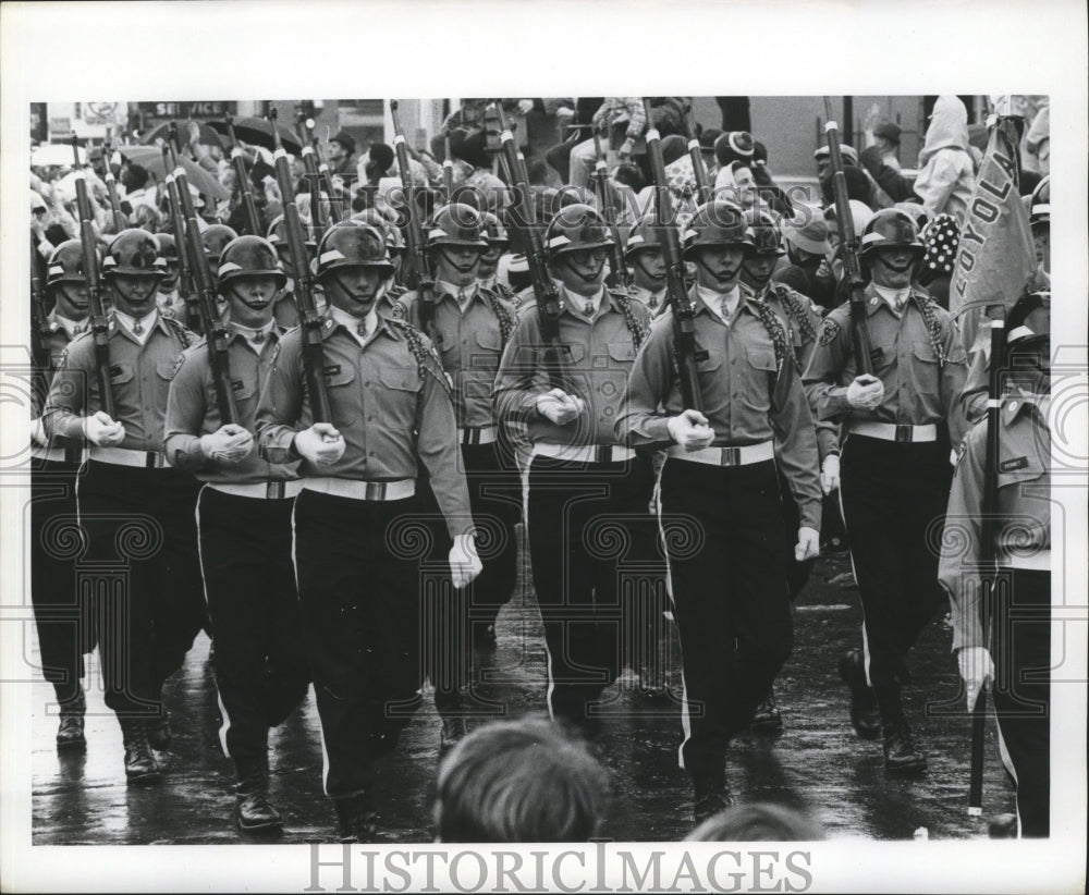 1970 Carnival Military Marching Unit in Parade at Mardi Gras - Historic Images