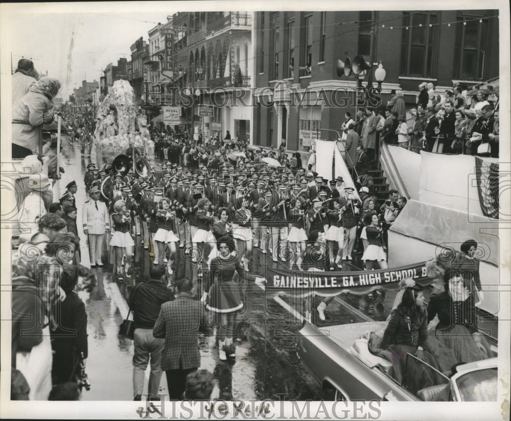 1963 Gainesville Georgia High School Band in Iris Carnival Parade - Historic Images