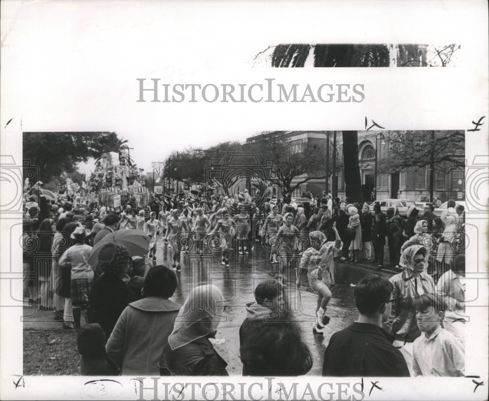 1969 Girls Marching Unit with Batons in Carnival Parade Mardi Gras - Historic Images