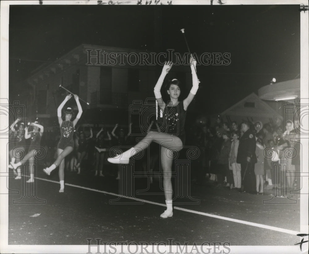 1968 Majorettes in Girls Marching Unit in Carnival Mardi Gras Parade - Historic Images