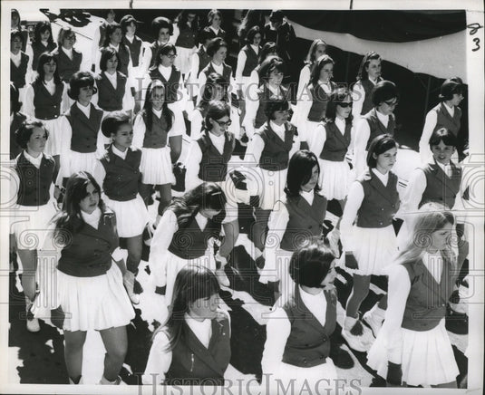 1968 Girls Marching Unit in Krewe of Iris Pageant at Mardi Gras - Historic Images