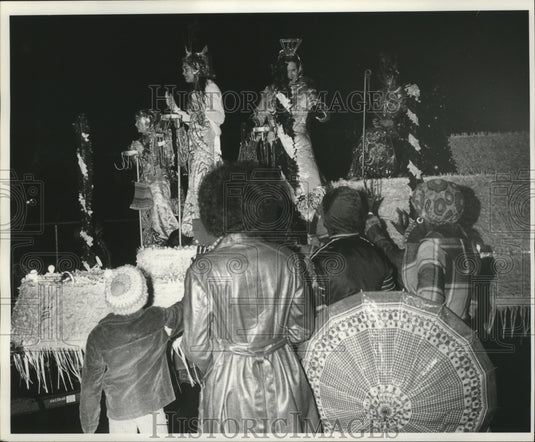 1978 Daughters of Eve on Float in Krewe of Eve Parade at Mardi Gras - Historic Images