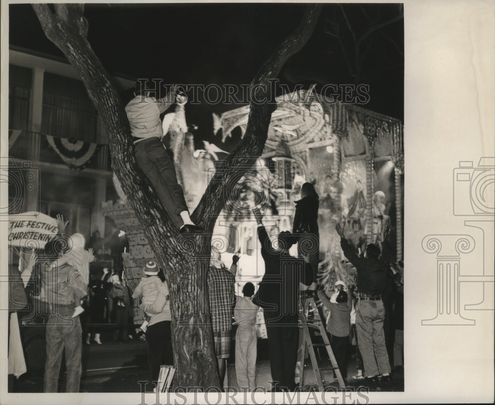 1962 Parade Spectators Looking From Their Unusual Seats Mardi Gras - Historic Images