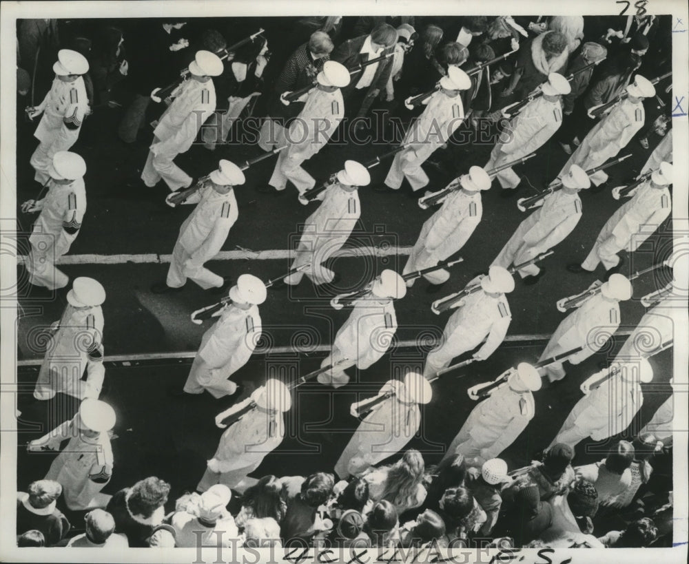 1974 Cadets Marching in Rex King Of Carnival Parade Mardi Gras - Historic Images