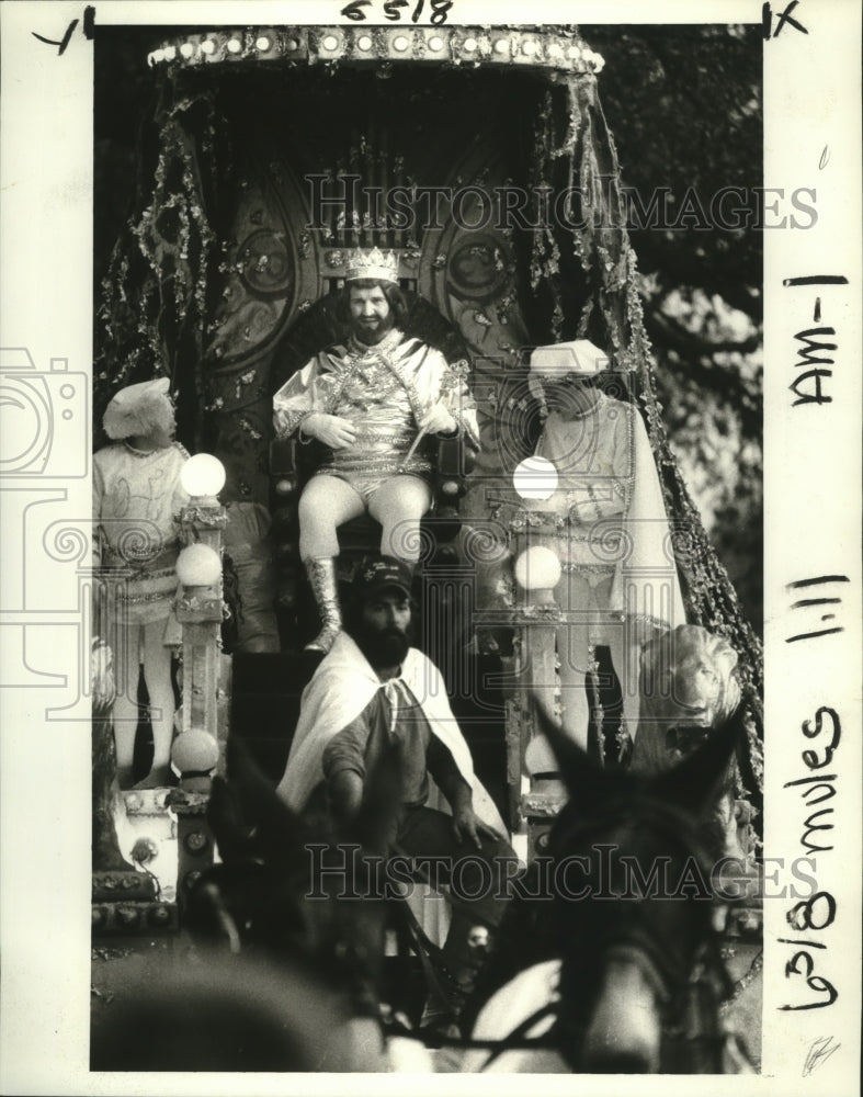 King of Hermes on Horse Drawn Float in Mardi Gras Parade - Historic Images