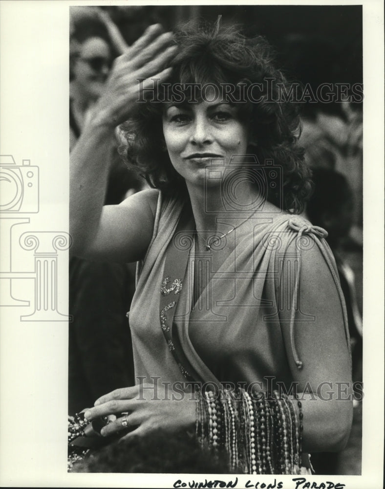 1980 Woman Carrying Beads in Covington Lions Parade at Mardi Gras - Historic Images