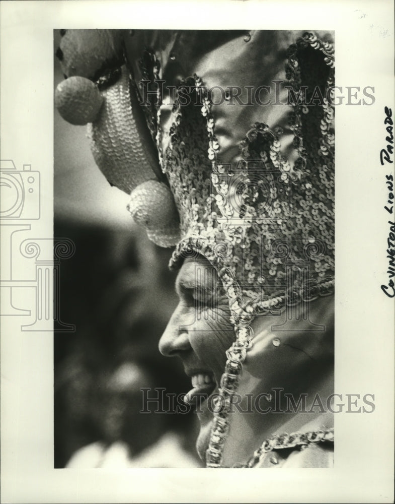 1980 Close Up of Masker in Covington Lions Parade for Mardi Gras - Historic Images