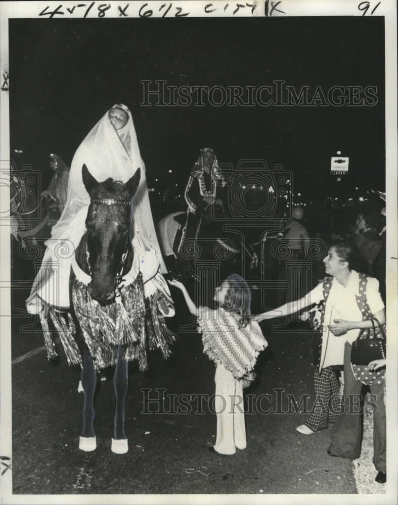 1976 Maskers on Horses in Krewe of Cleopatra Parade at Mardi Gras - Historic Images