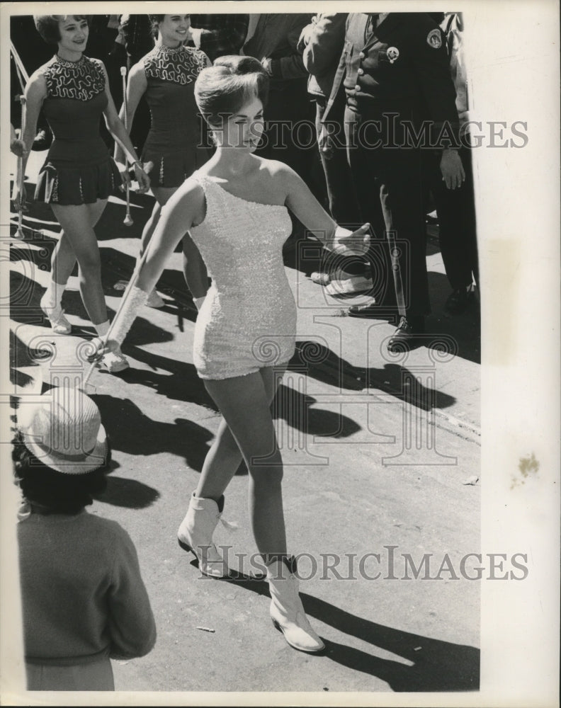 1964 Girls Marching Unit Leader in Carnival Parade Mardi Gras - Historic Images