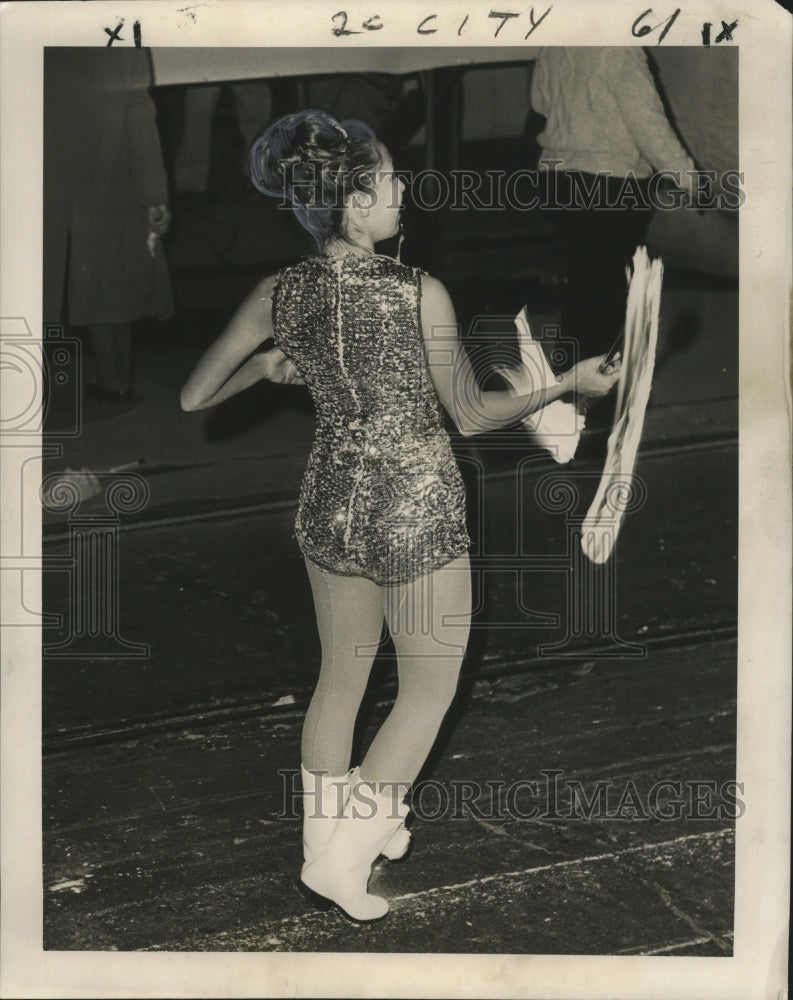 1965 Flaming Baton Twirler at the Krewe of Babylon Carnival Parade - Historic Images