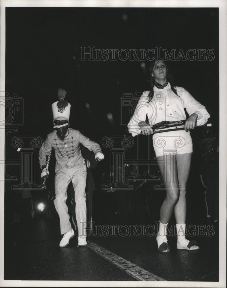 1971 Marching Unit Baton Twirlers in Carnival Parade Mardi Gras - Historic Images