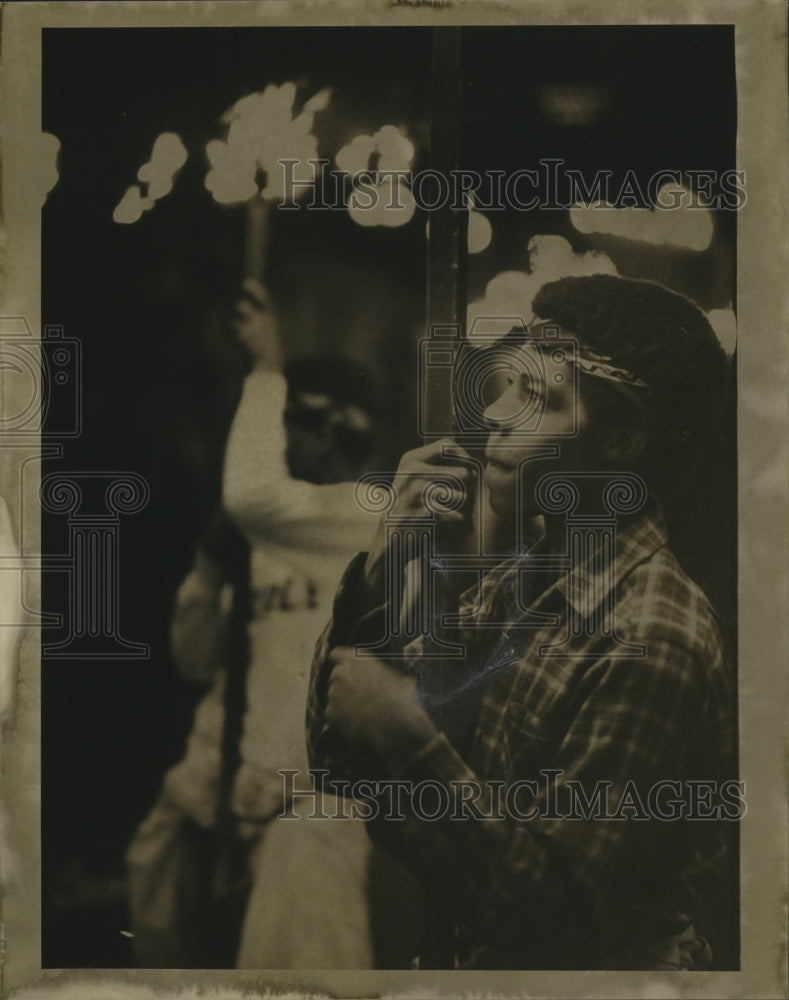 1972 People Holding Torches in Carnival Parade Mardi Gras - Historic Images