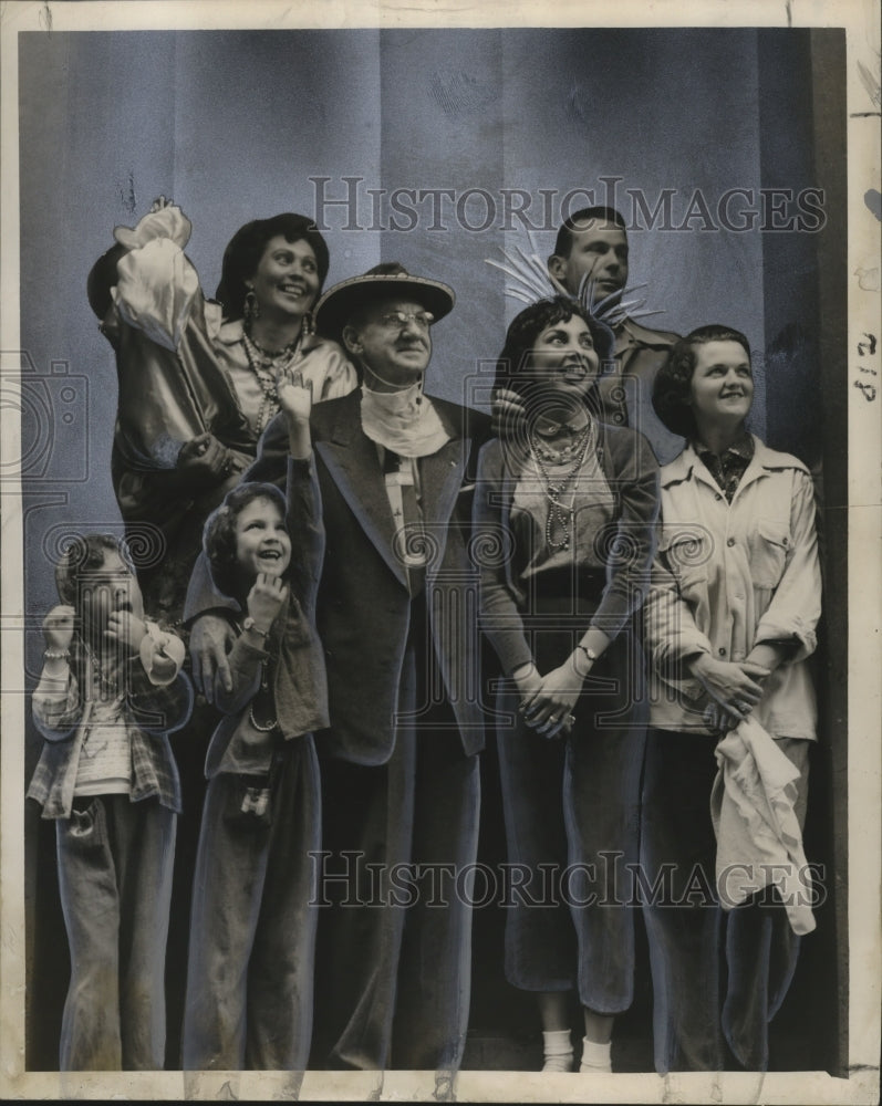 1956 Edward L. Wetzel with Family at Carnival Parade Mardi Gras - Historic Images