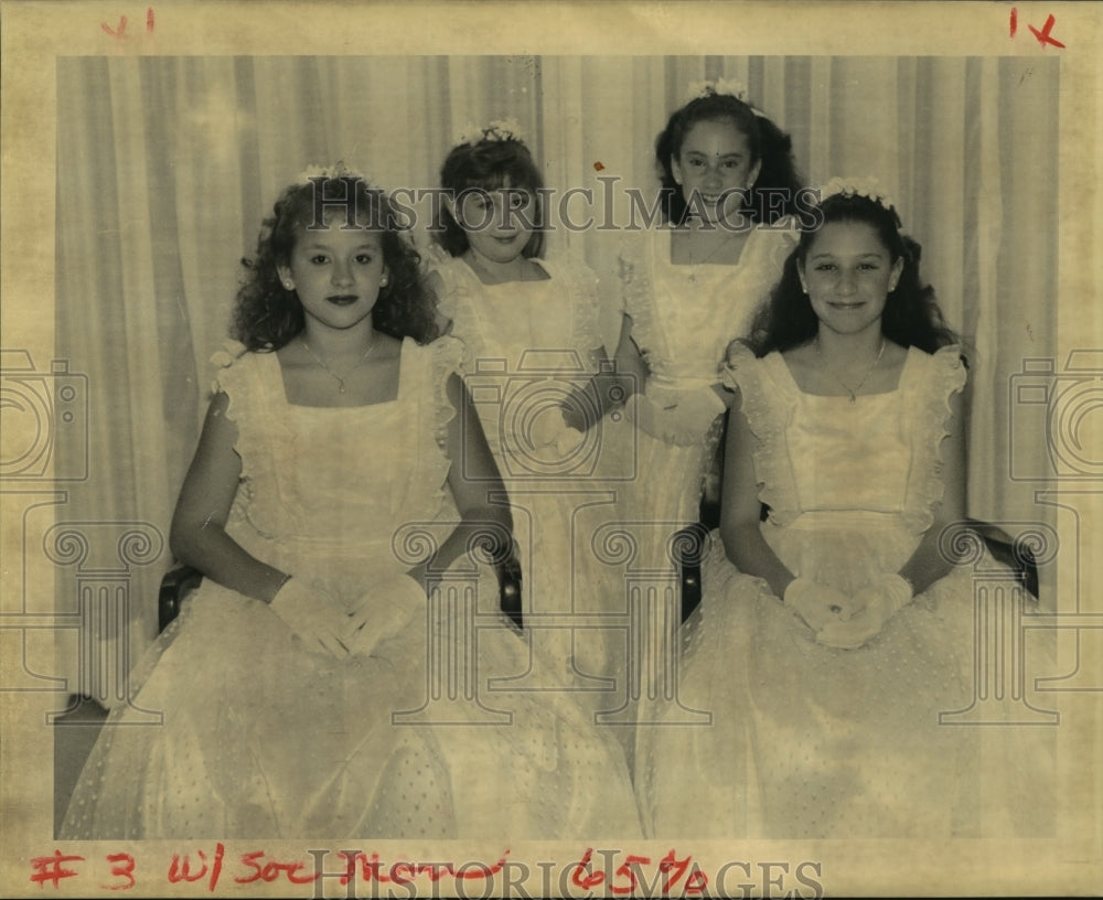 1992 Group of young girls at the Babylon Carnival Ball on Mardi Gras - Historic Images