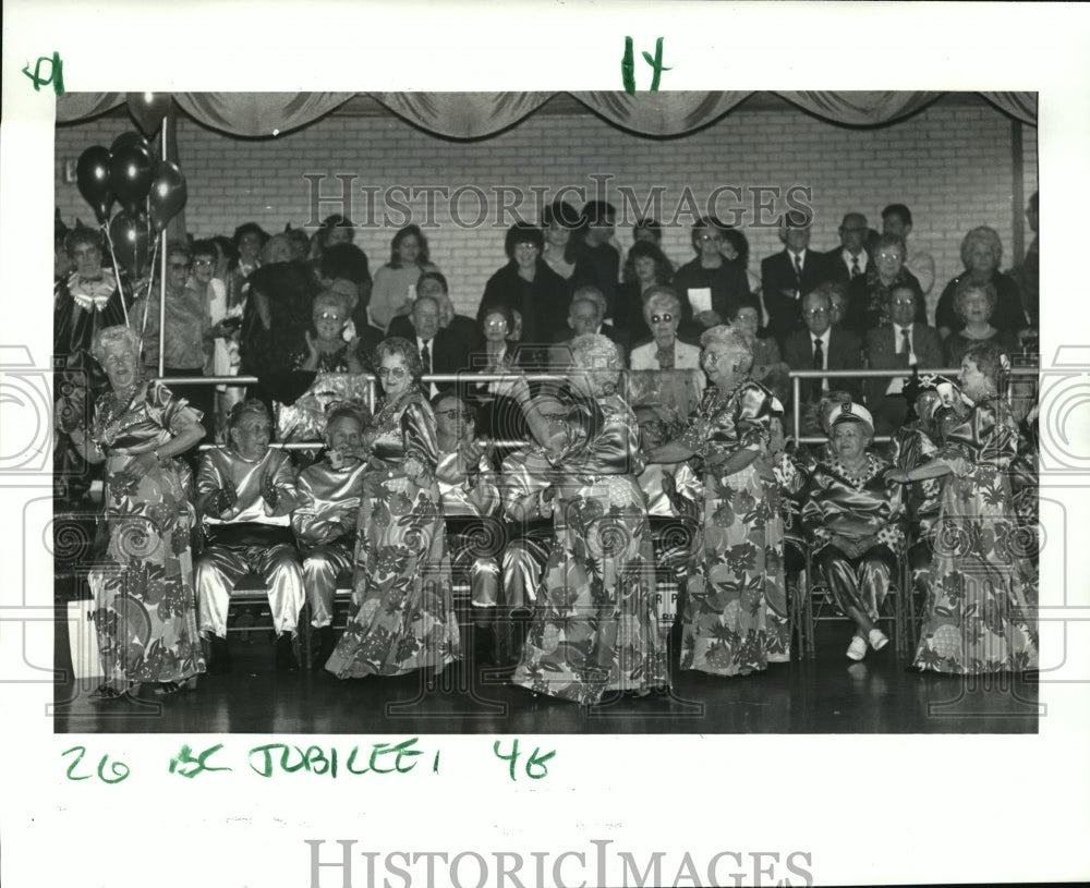 1988 Krewes from St. Bernard Jubilees parade at the Mardi Gras ball - Historic Images