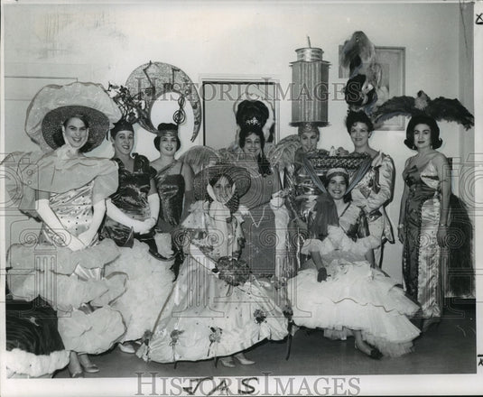 1968 Women in Costumes for the Jason Mardi Gras Carnival Ball - Historic Images