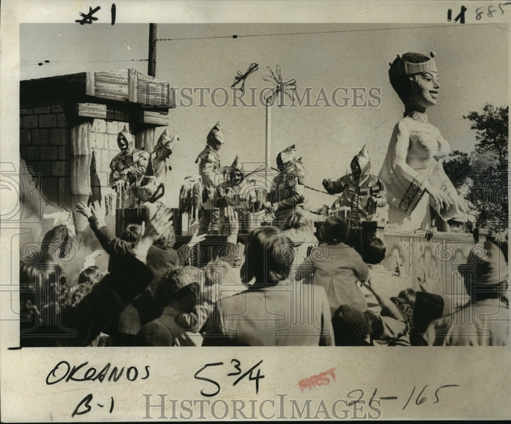 1978 Maskers on Krewe of Okeanos Parade Float at Mardi Gras - Historic Images