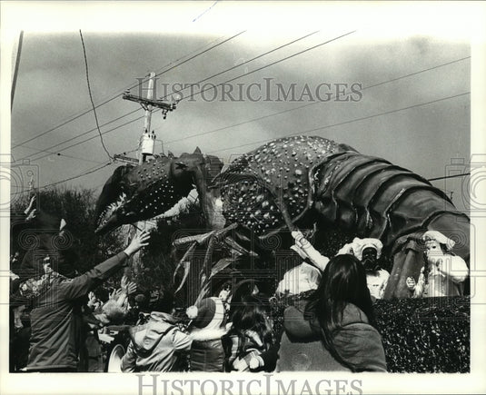 1980 Lobster float at the Pontchartrain Carnival Parade, Mardi Gras - Historic Images