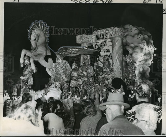 1967 Winged Horse Dominates Pageant's Title Parade Float at Carnival - Historic Images