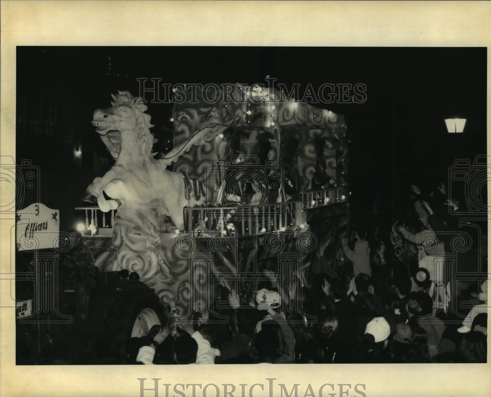 1996 Officers Float in Mystic Krewe of Pegasus Parade at Mardi Gras - Historic Images