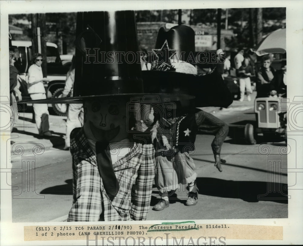 1990 Maskers Walking in Perseus Parade in Slidell at Mardi Gras - Historic Images