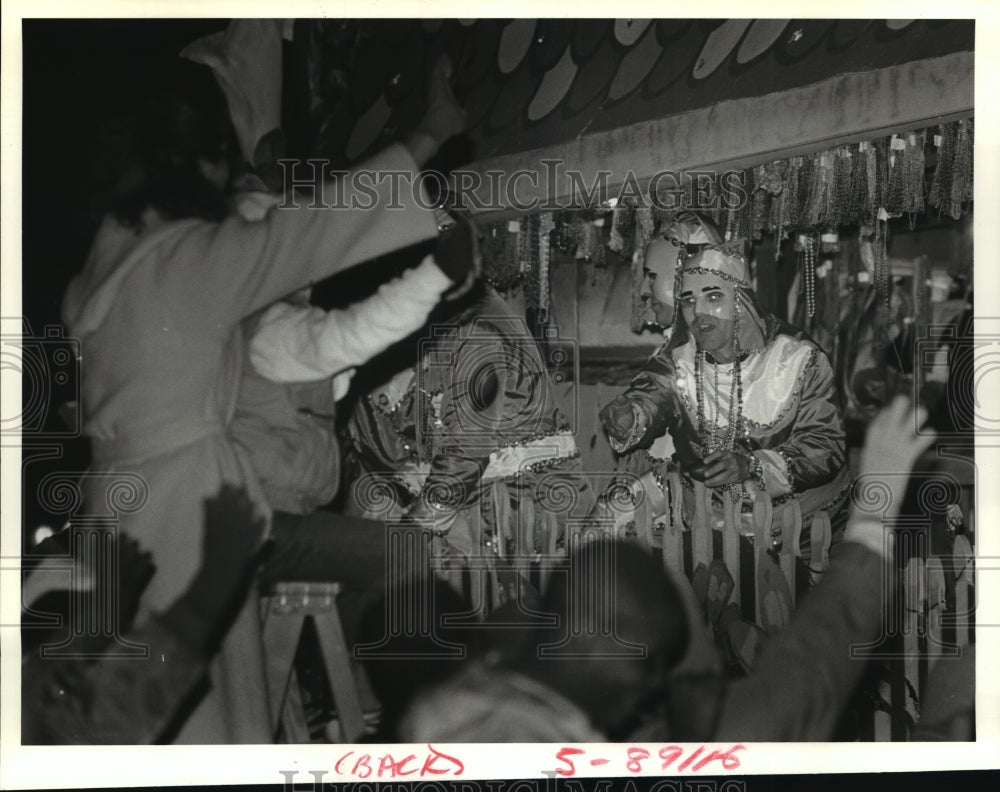 1988 Knights of Sparta Members on Parade Float at Mardi Gras - Historic Images