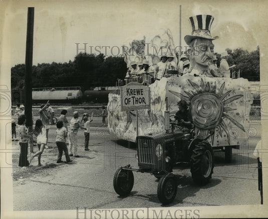 1974 Krewe of Thor Float in Tchefuncte Parade at Mardi Gras - Historic Images