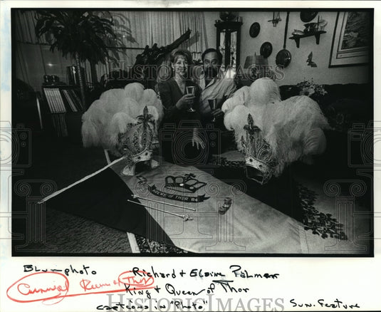 1984 Richard & Elaine Palmer, King & Queen of Thor at Mardi Gras - Historic Images