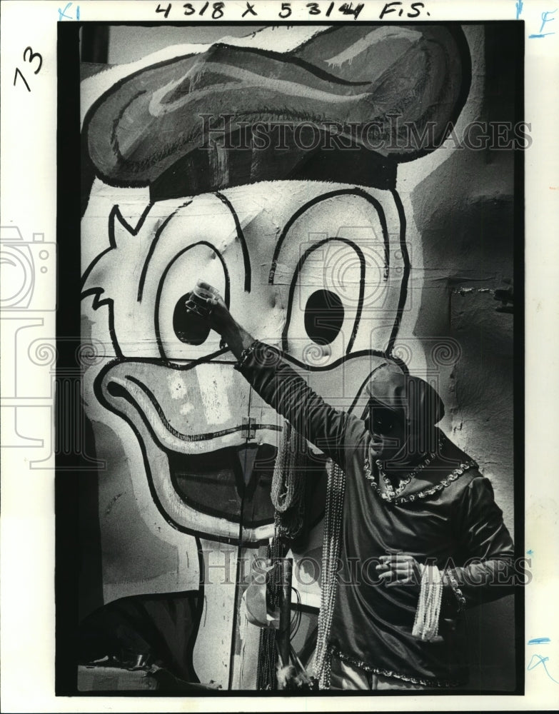 1980 Krewe of Poseidon Masker Watched by Donald Duck in Parade - Historic Images