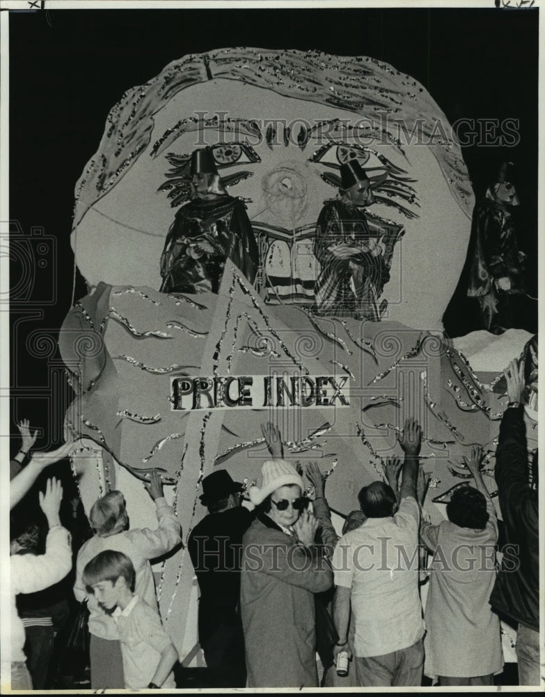 1980 Krewe of Momus Float Price Index in Mardi Gras Parade - Historic Images