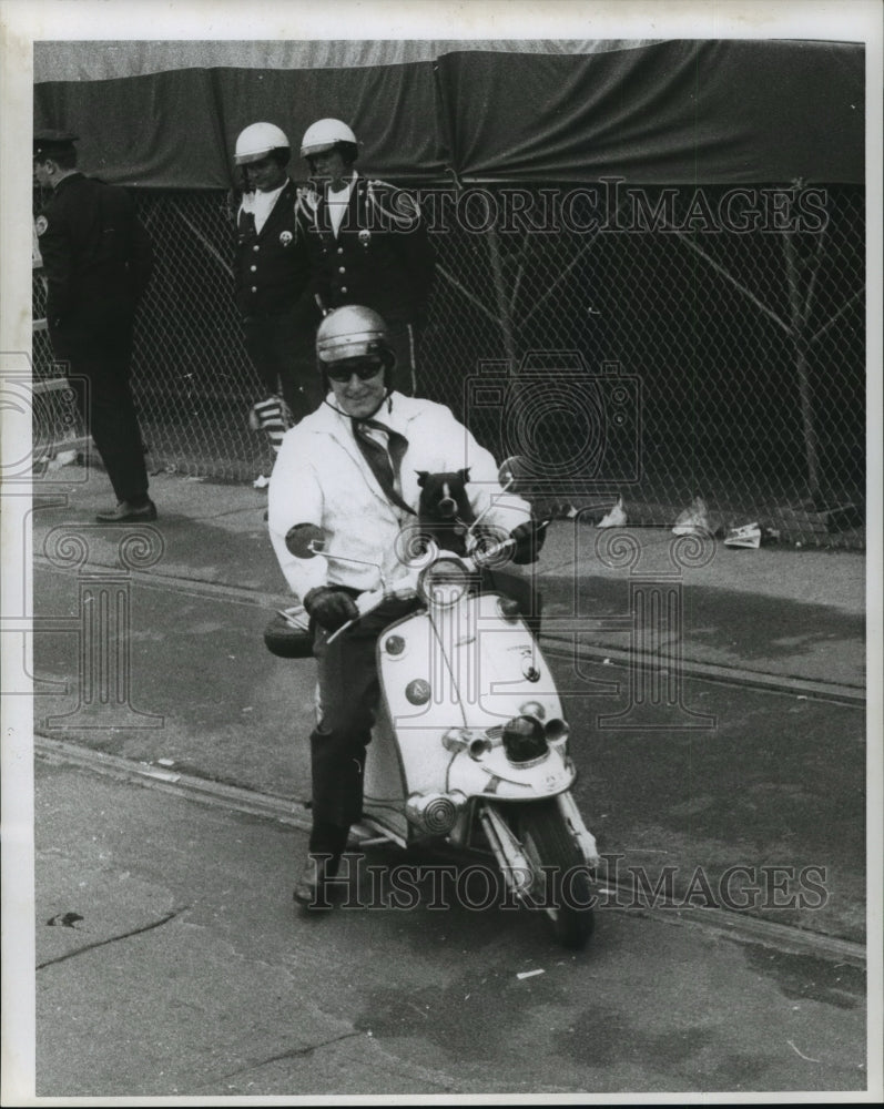 1969 Man with Dog on Motorbike at Krewe of Iris Parade at Mardi Gras - Historic Images