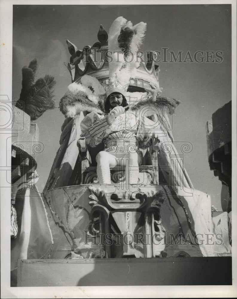 1971 Arabi King with His Scepter in Krewe of Arabi Mardi Gras Parade - Historic Images