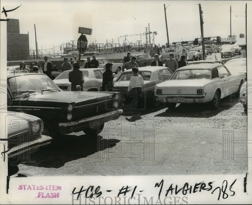 1974 West Bankers Stand Around Blocked Cars from Mardi Gras Traffic - Historic Images