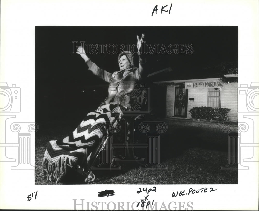 1993 Anna Dodges Watches Krewe of Mardi Gras Parade in Front of Home - Historic Images