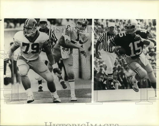 1982 Press Photo Football players Mike Tomczak and John Cingemi during game- Historic Images