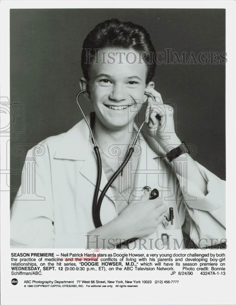 1990 Press Photo Neil Patrick Harris stars as young doctor on "Doogie Howser"- Historic Images