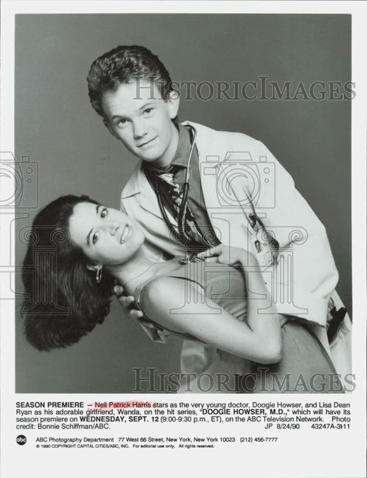 1990 Press Photo Neil Patrick Harris and Lisa Dean Ryan on "Doogie Howser, M.D."- Historic Images