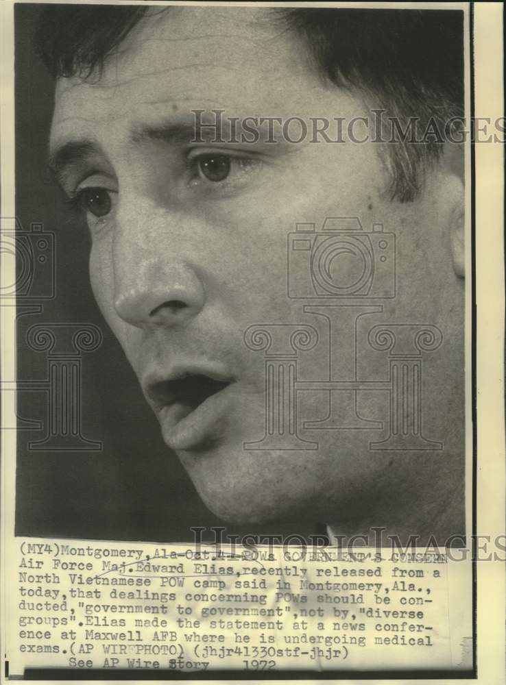 1972 Press Photo Air Force Major Edward Elias at Maxwell Air Force Base - Historic Images