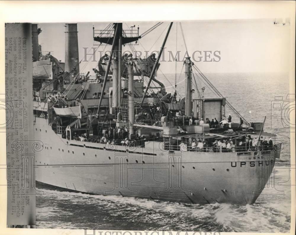 1962 Press Photo Ship Carries Evacuees from Guantanamo Bay, Norfolk, Virginia- Historic Images