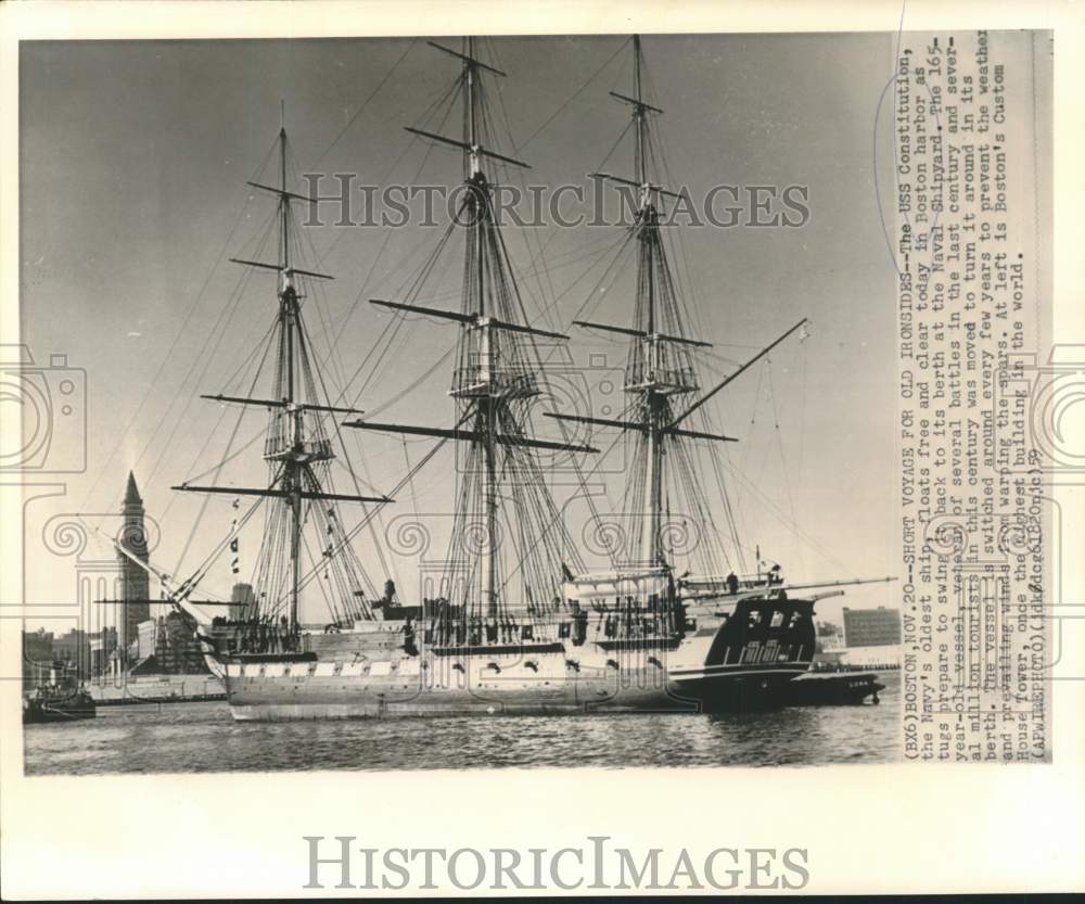 1959 USS Constitution &quot;Old Ironsides,&quot; floats free in Boston Harbor-Historic Images