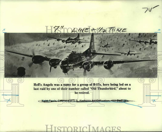 1975 Press Photo Hell's Angels B-17s Led by "Old Thunderbird" - Historic Images