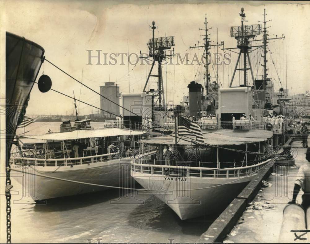 1966 U.S. Coast Guard&#39;s Absecon and Yakutat at Gov. Nicholls wharf-Historic Images