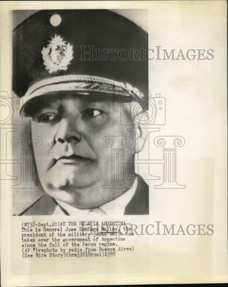 1955 Press Photo General Jose Domingo Molina, Argentinian Military Junta - Historic Images