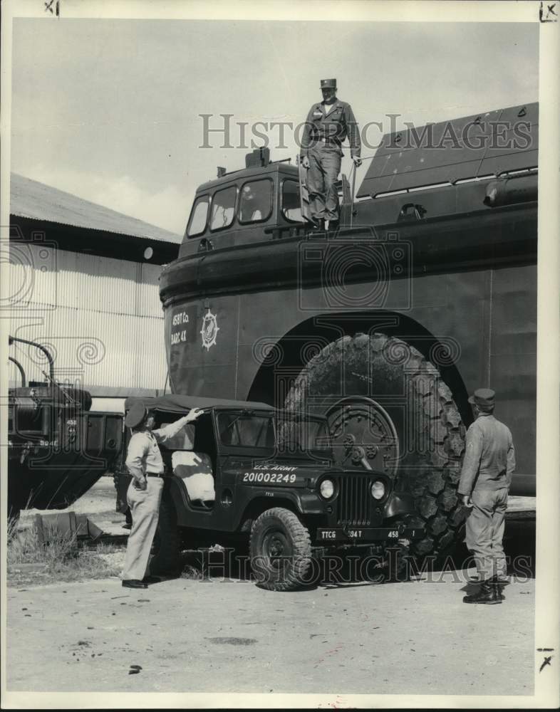 1959 Press Photo Emil Petersen and James Gunn with Military BARC - nom11700 - Historic Images