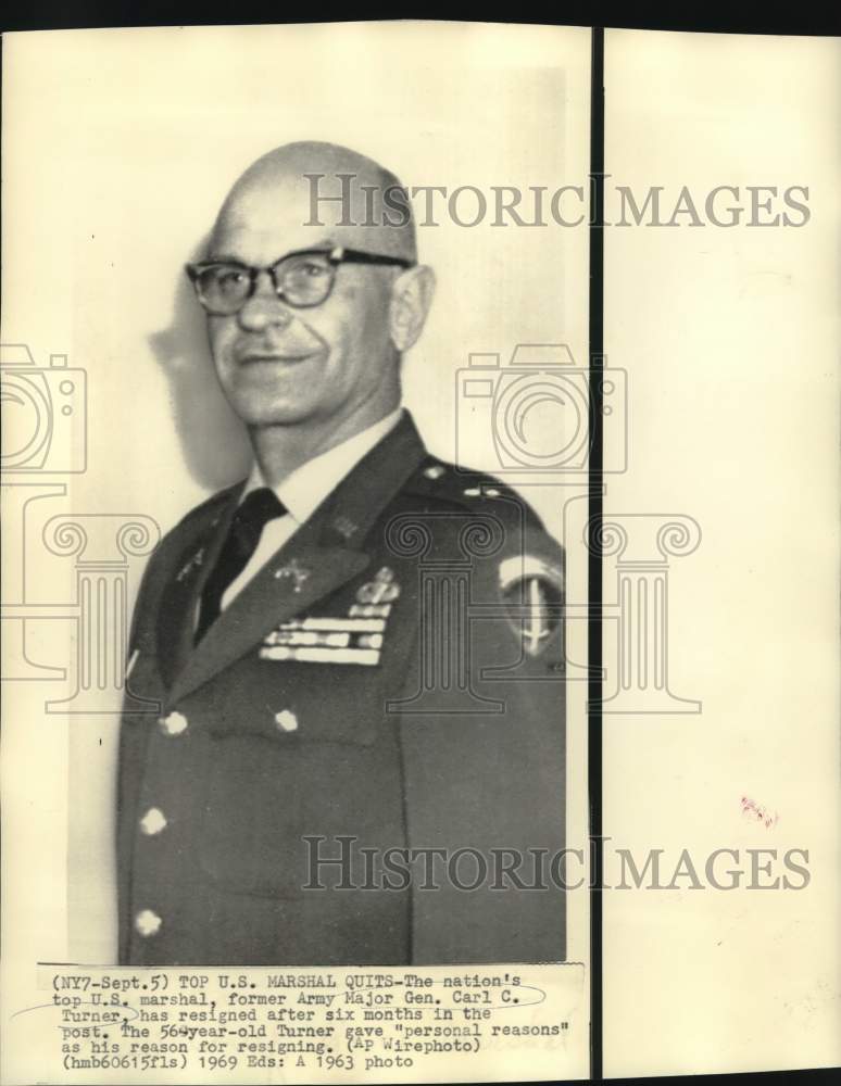 1963 Press Photo Retired Army Major General Carl C. Turner - nom11802 - Historic Images
