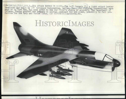 1966 Press Photo A-7D Corsair II, Light Bomber by LTV Aerospace Corporation- Historic Images