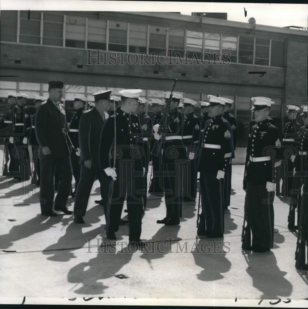 1964 Press Photo Marine Corps Reserve's General Joseph Stewart & Honor Guard - Historic Images