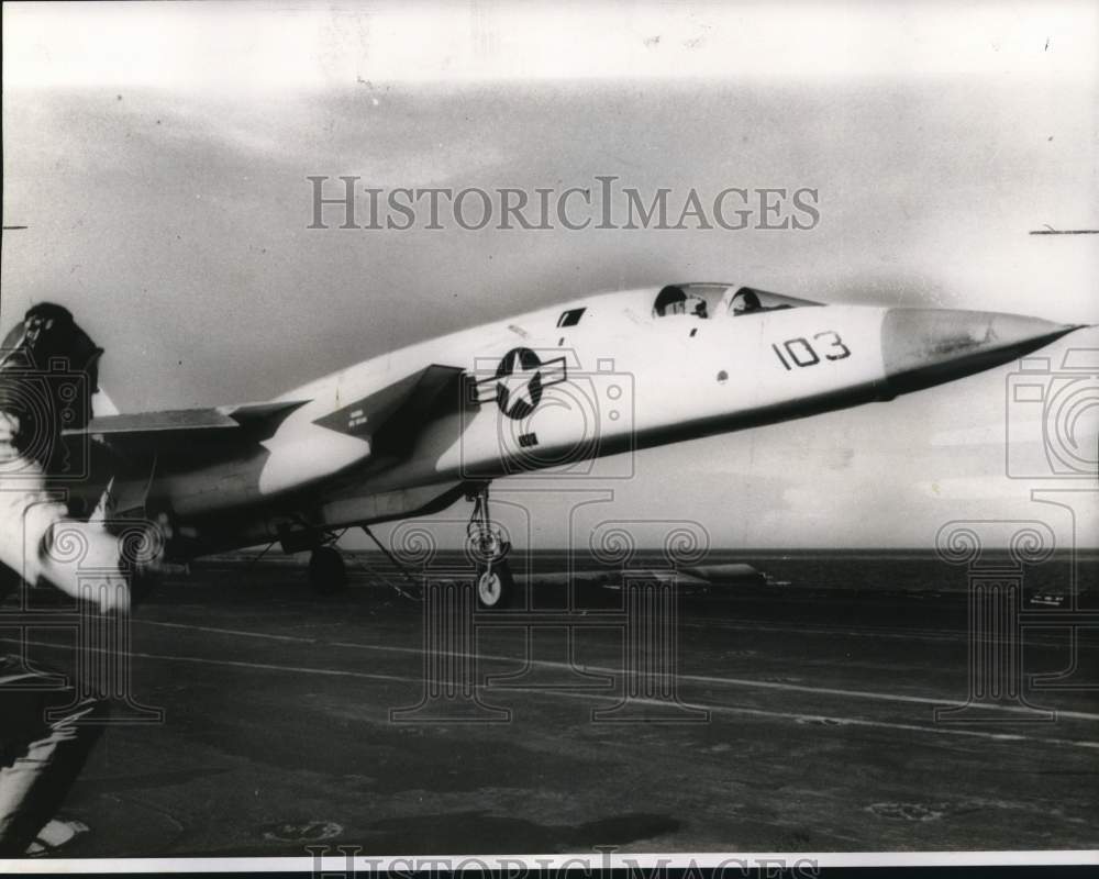 1969 Press Photo Military Aircraft on Aircraft Carrier Deck - nom16679 - Historic Images
